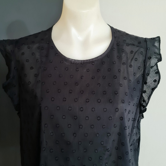 Women's size L 'COUNTRY ROAD' Gorgeous black frill sleeve cotton top - AS NEW - Picture 3 of 7